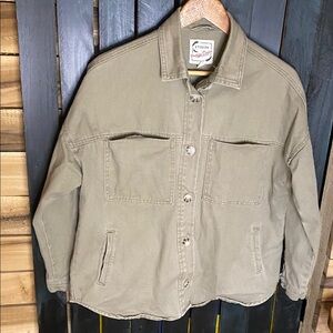 Stoosh Vintage Denim gray herringbone denim Button-Up Jacket size small